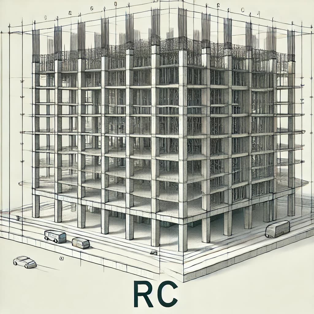 Illustration of a reinforced-concrete frame building