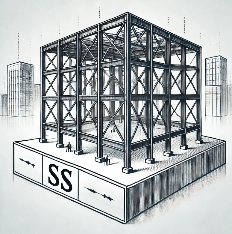 Illustration of a steel-framed building